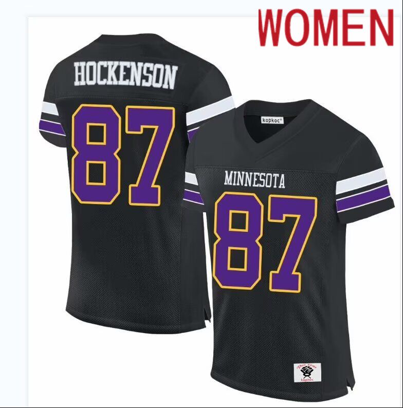 Women  Minnesota Vikings #87 Hockenson Nike black limited NFL throwback Jersey->women nfl jersey->Women Jersey